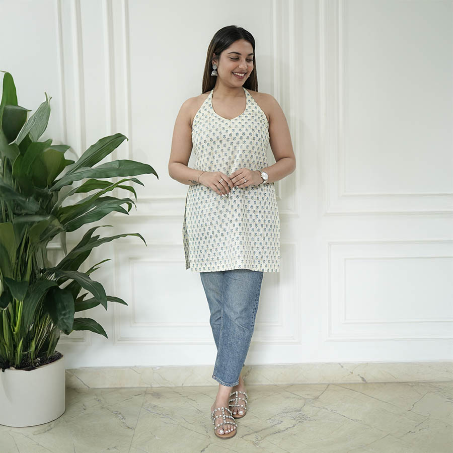 Bluebell Breeze Halter Kurti